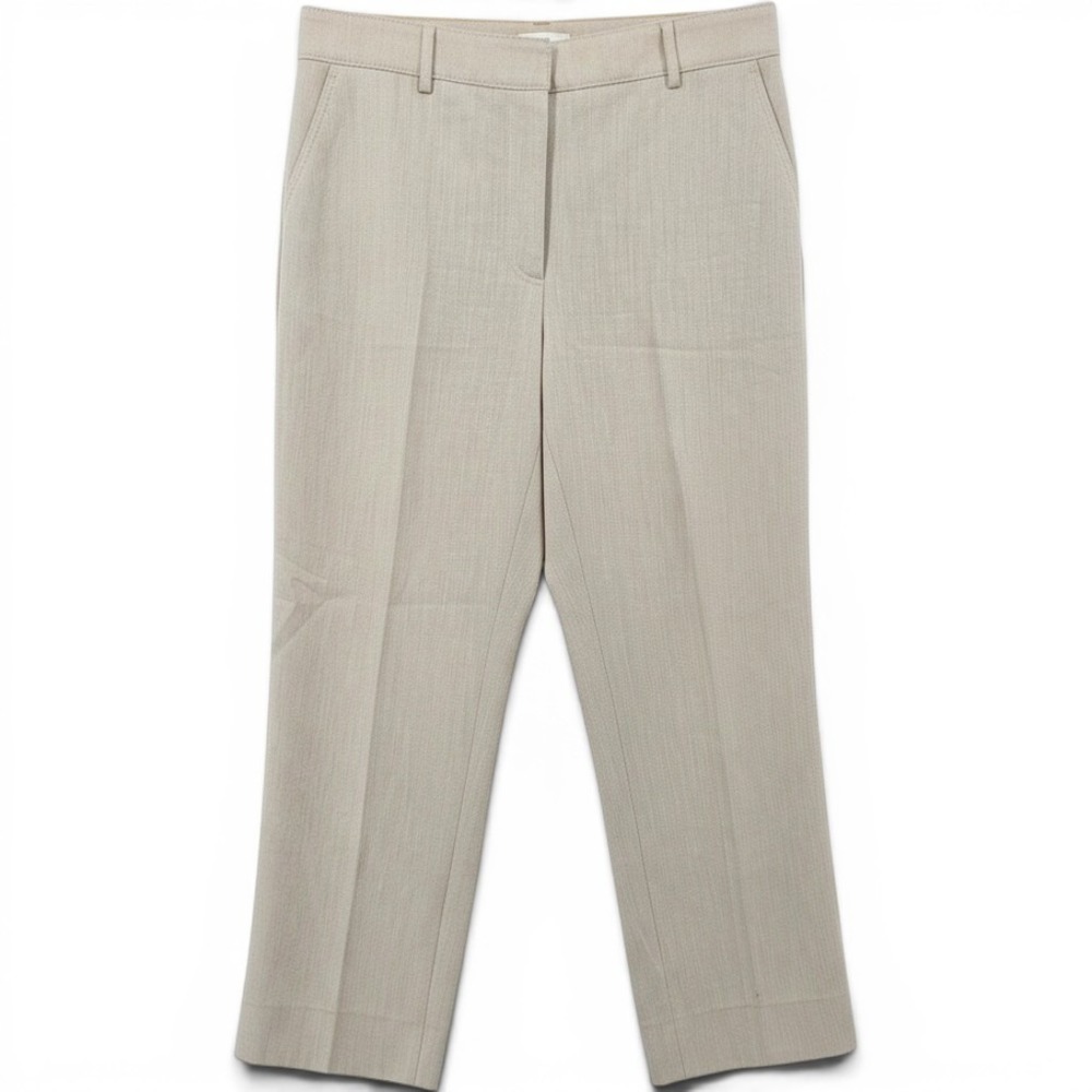 Akris Punto Trousers Womens 14 Cotton Wool Straight Leg Beige EUC